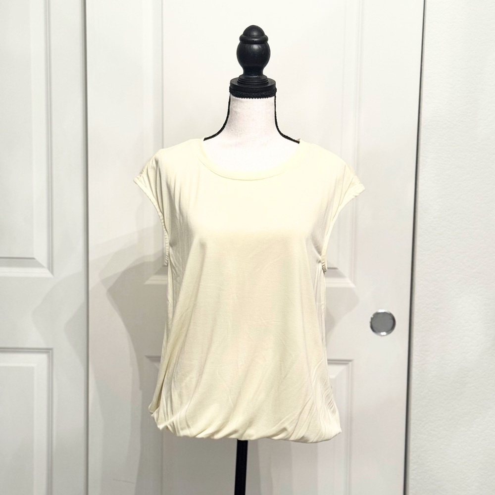 Eri + Ali (at Anthropologie) Pastel Yellow Bubble Top Shell, Size XS